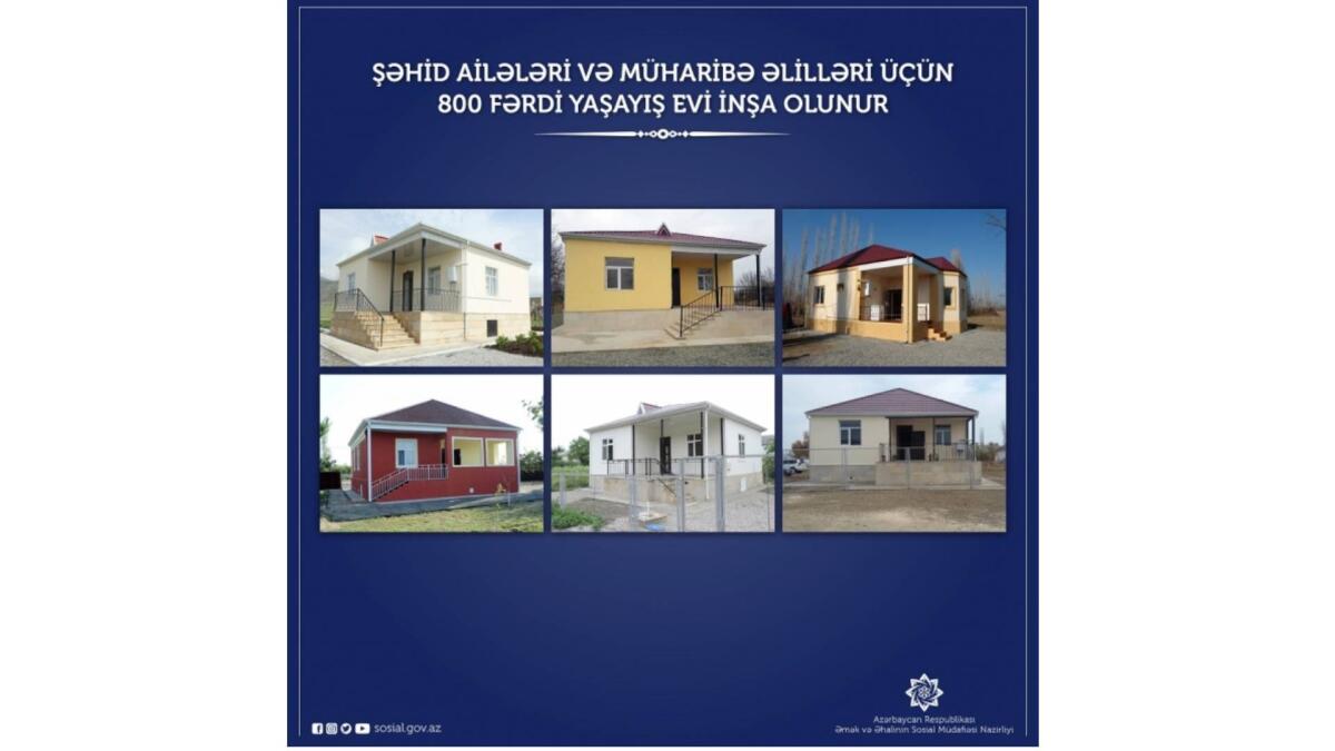 Şəhid ailələri və müharibə əlilləri üçün 800 fərdi yaşayış evi inşa olunur