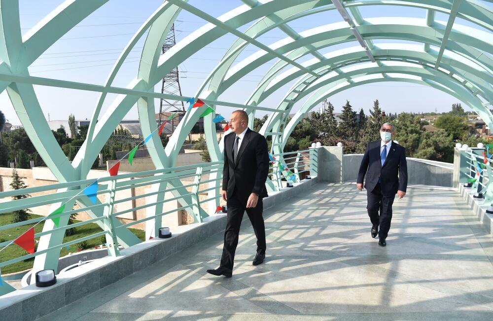 Prezident İlham Əliyev Mərdəkan-Zuğulba avtomobil yolunda yerüstü piyada keçidinin açılışında iştirak edib