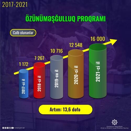 Bu il özünüməşğulluq proqramına cəlb olunanların sayı 2017-ci ilə nisbətən 13,6 dəfə artacaq
