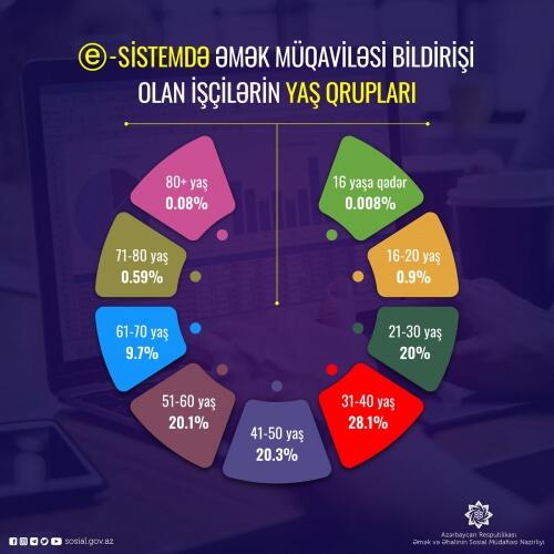 E-sistemdə əmək müqaviləsi olan işçilərin yaş qrupları açıqlanıb