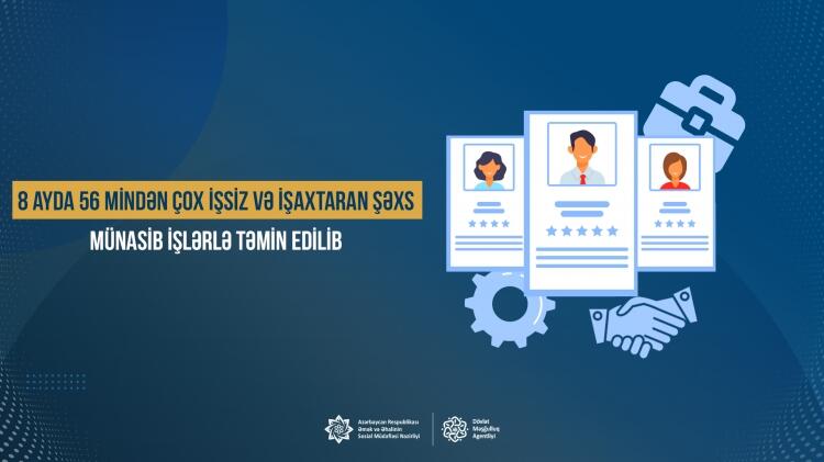 İlin 8 ayında 56 788 işsiz və işaxtaran şəxs münasib işlərlə təmin edilib