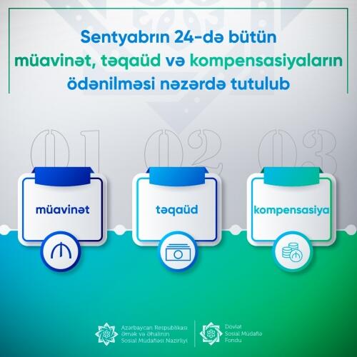 Sentyabrın 24-də bütün müavinət, təqaüd və kompensasiyaların ödənilməsi gözlənilir