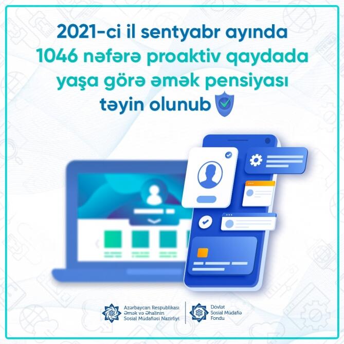 Sentyabrda 1046 nəfərə proaktiv qaydada yaşa görə əmək pensiyası təyin olunub