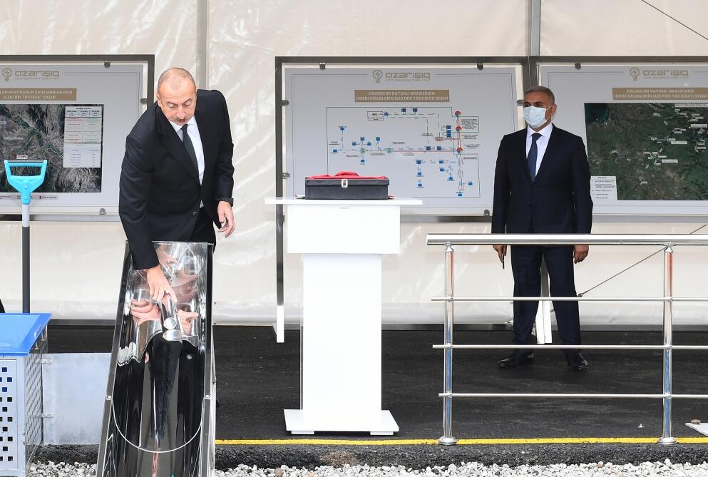 Prezident İlham Əliyev Zəngilan rayonunda Rəqəmsal Yarımstansiyanın təməlini qoyub