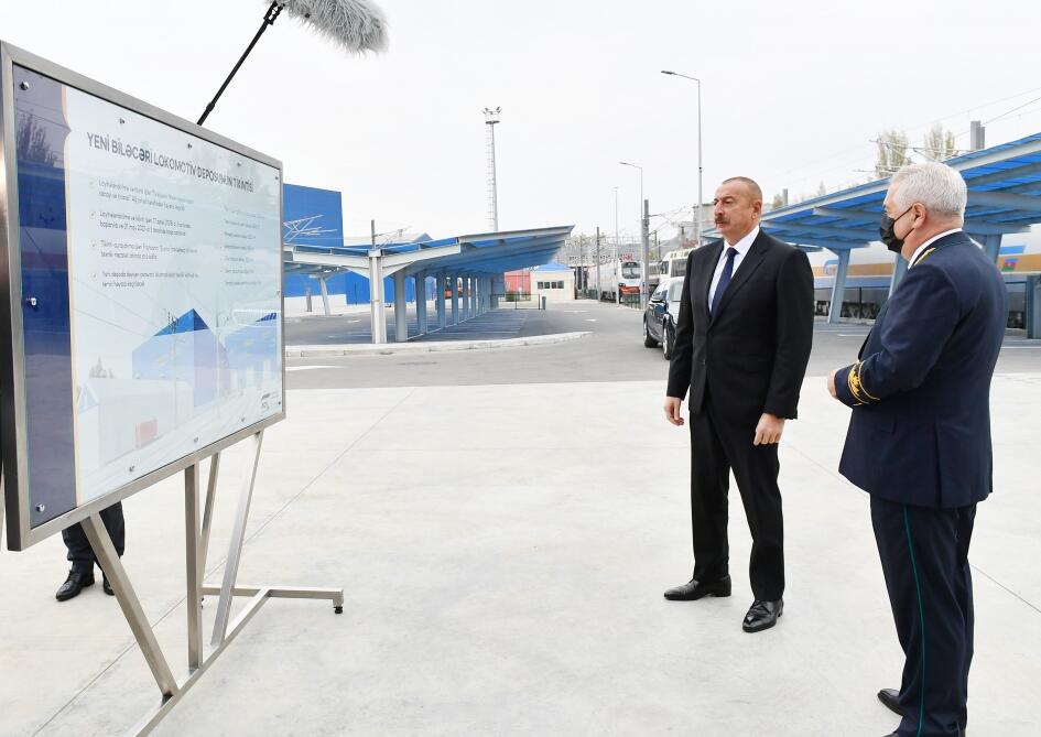 Prezident İlham Əliyev yeni Biləcəri lokomotiv deposunun açılışında iştirak edib