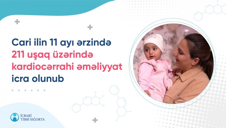 Bu ilin 11 ayı ərzində 211 uşağa icbari tibbi sığorta çərçivəsində kardiocərrahi əməliyyat icra olunub