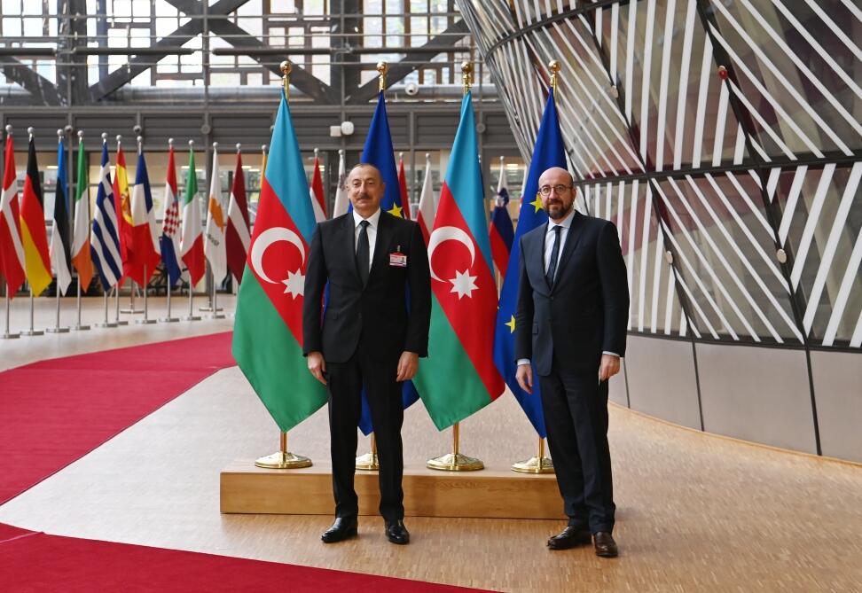 Brüsseldə Prezident İlham Əliyev ilə Avropa İttifaqı Şurasının Prezidenti arasında görüş olub