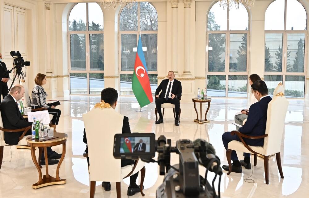 Azərbaycan Prezidenti İlham Əliyev yerli televiziya kanallarına müsahibə verib