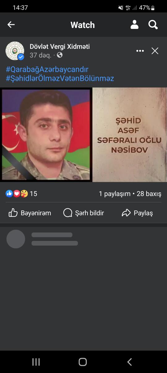 Vətən uğrunda şəhid olanlar heç vaxt unudulmur!