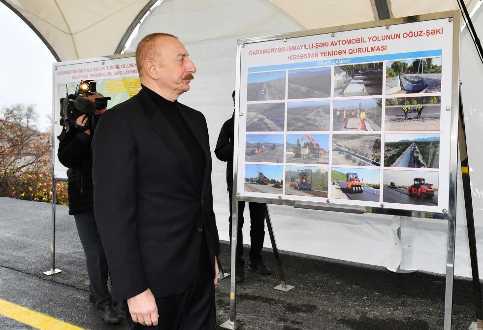 Prezident İlham Əliyev Şəki və Oğuz rayonlarına səfər edib