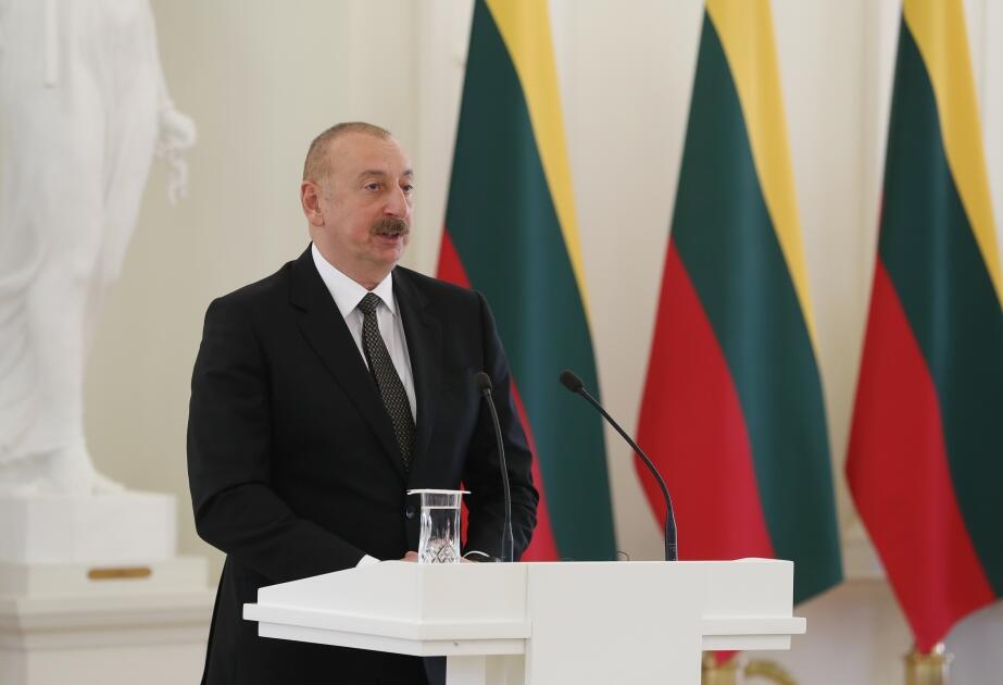 Prezident İlham Əliyev: Avropa İttifaqı-Azərbaycan əlaqələrinin inkişafı üçün göstərdiyi səylərə görə Litvaya təşəkkürümüzü bildiririk