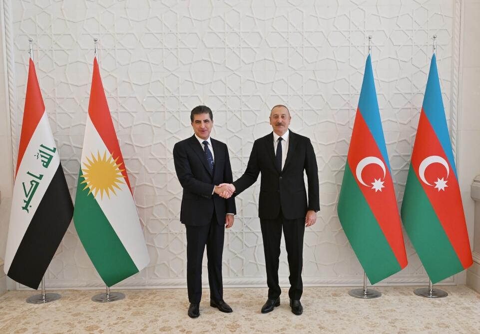 Prezident İlham Əliyevin İraq Kürdüstan Regionunun başçısı Neçirvan Bərzani ilə görüşü olub