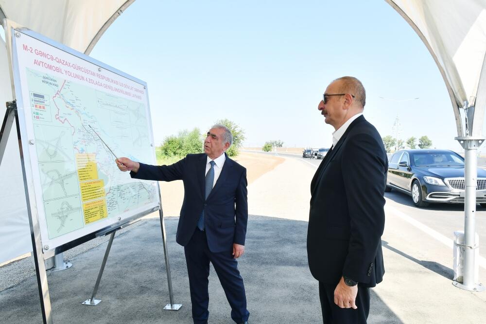 Prezident İlham Əliyev Bakı-Qazax-Gürcüstan ilə dövlət sərhədi avtomobil yolunun Gəncə-Qazaxbəyli hissəsinin açılışında iştirak edib