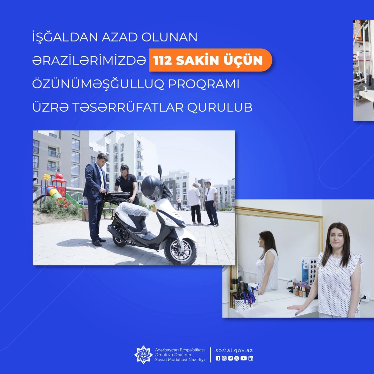 İşğaldan azad olunan ərazilərdə 112 sakin üçün ailə təsərrüfatları qurulub