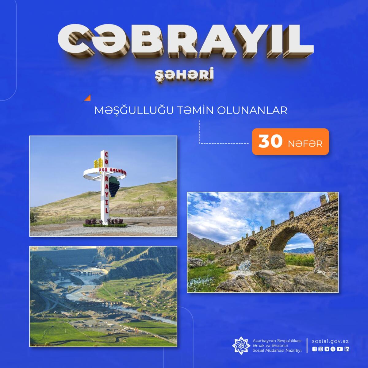 Cəbrayıl şəhərinə köçürülən sakinlərin məşğulluğu təmin olunur