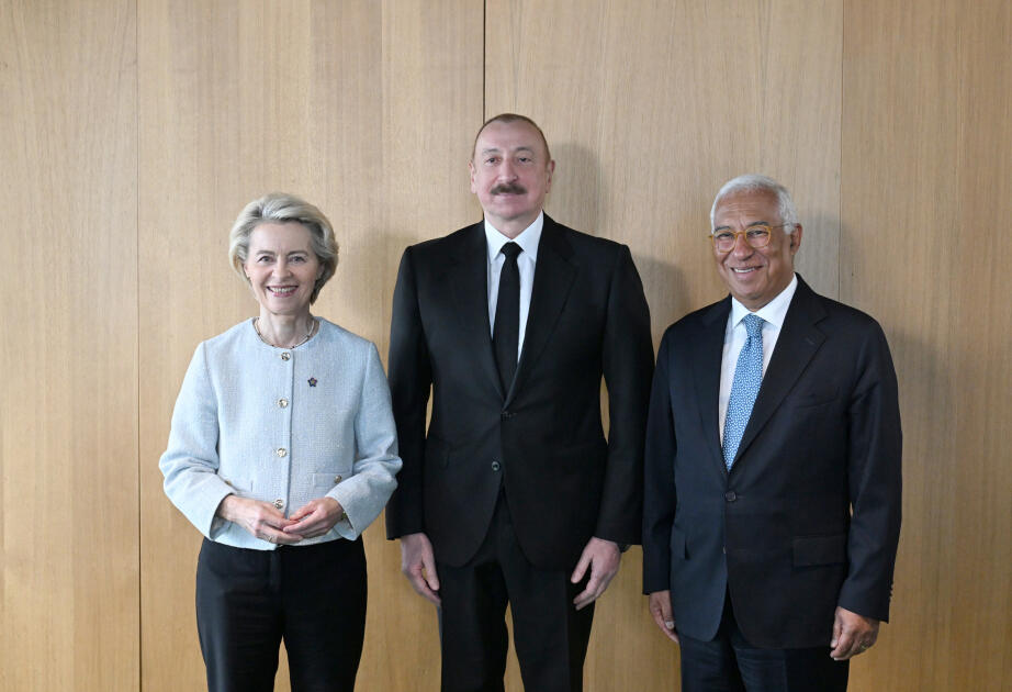 Prezident İlham Əliyev Tiranada Avropa İttifaqı Şurasının Prezidenti və Avropa Komissiyasının Prezidenti ilə görüşüb