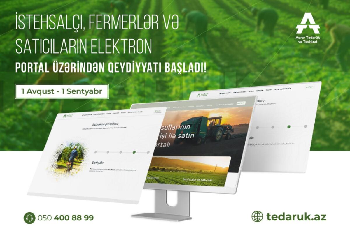 İstehsalçı, fermer və satıcıların elektron portal üzərindən qeydiyyatı başlayıb