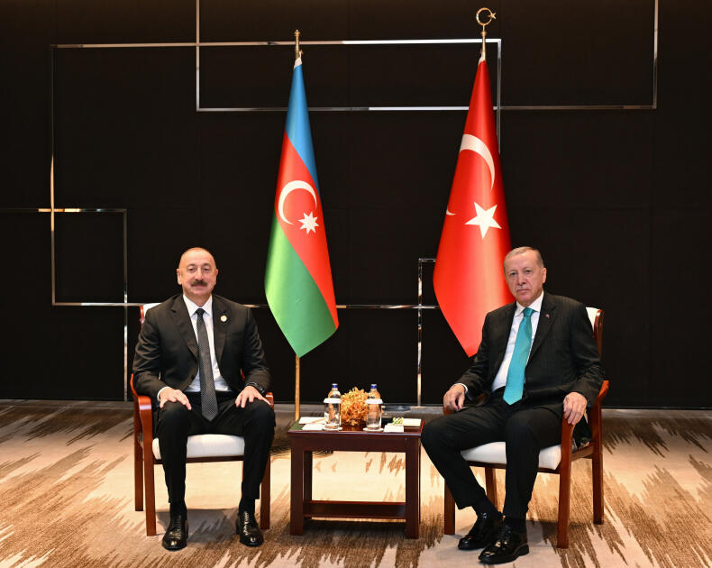 Tiencində Azərbaycan Prezidenti İlham Əliyevin Türkiyə Prezidenti Rəcəb Tayyib Ərdoğanla görüşü olub