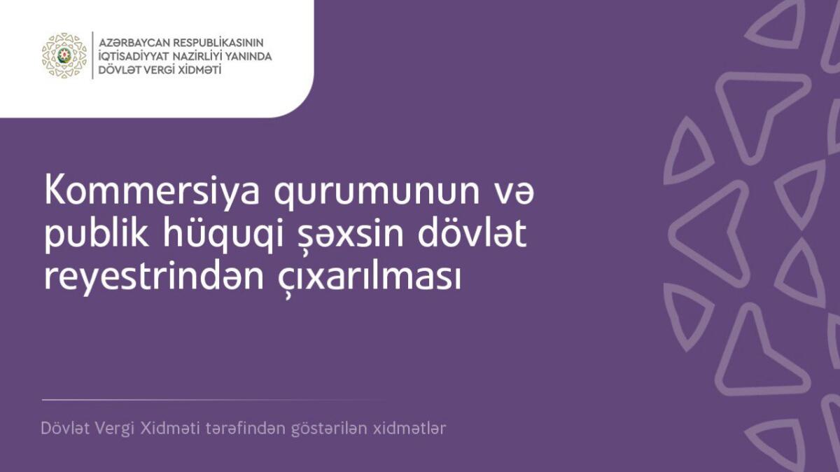 Kommersiya qurumunun və publik hüquqi şəxsin dövlət reyestrindən çıxarılması