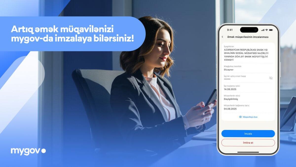 Vətəndaşlar əmək müqavilələrini “mygov” platformasında imzalaya biləcəklər