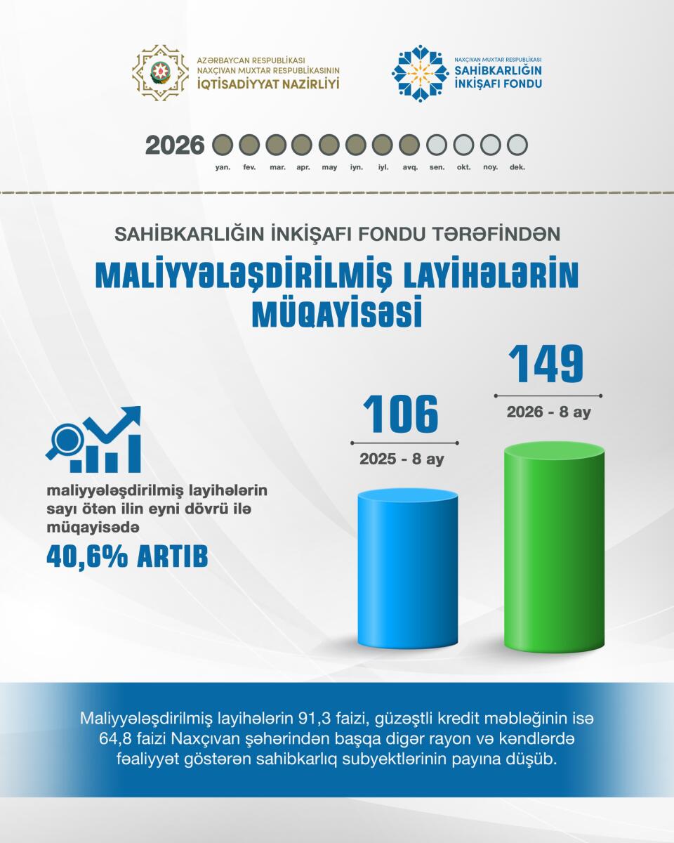 8 ayda Naxçıvanda sahibkarlara 5,2 milyon manat güzəştli maliyyə dəstəyi göstərilib