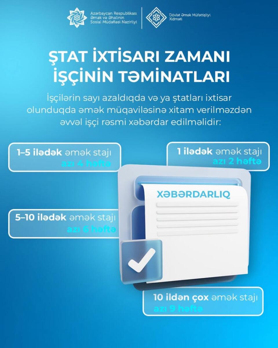 Ştatların ixtisarı zamanı işçilərin təminatları