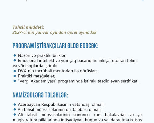 “Vergi Akademiyası”na sənəd qəbulu davam edir